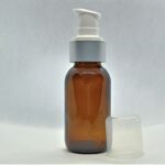 50ml Amber Glass Bottle with Silver Serum Pump