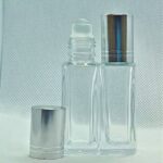 12ml Roll On Clear Glass Bottle with  Silver banded Lid