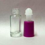 5ml Clear Roll On Glass Bottle Mauve Lid
