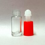 5ml Clear Roll On Glass Bottle Red Lid