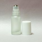 5ml Frosted Roll On Glass Bottle White Lid