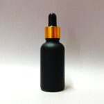 20ml Black Frosted Glass Bottle with Gold Eye Dropper