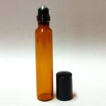 10ml Amber Roll On  Glass Bottle Black Lid