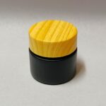 10ml Black Glass Jar with Wood-grain Lid