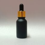 15ml Black Frosted Glass Bottle with Gold Eye Dropper