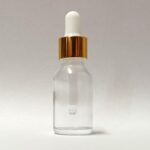 15ml Clear Glass Bottle with Gold & White Eye Dropper