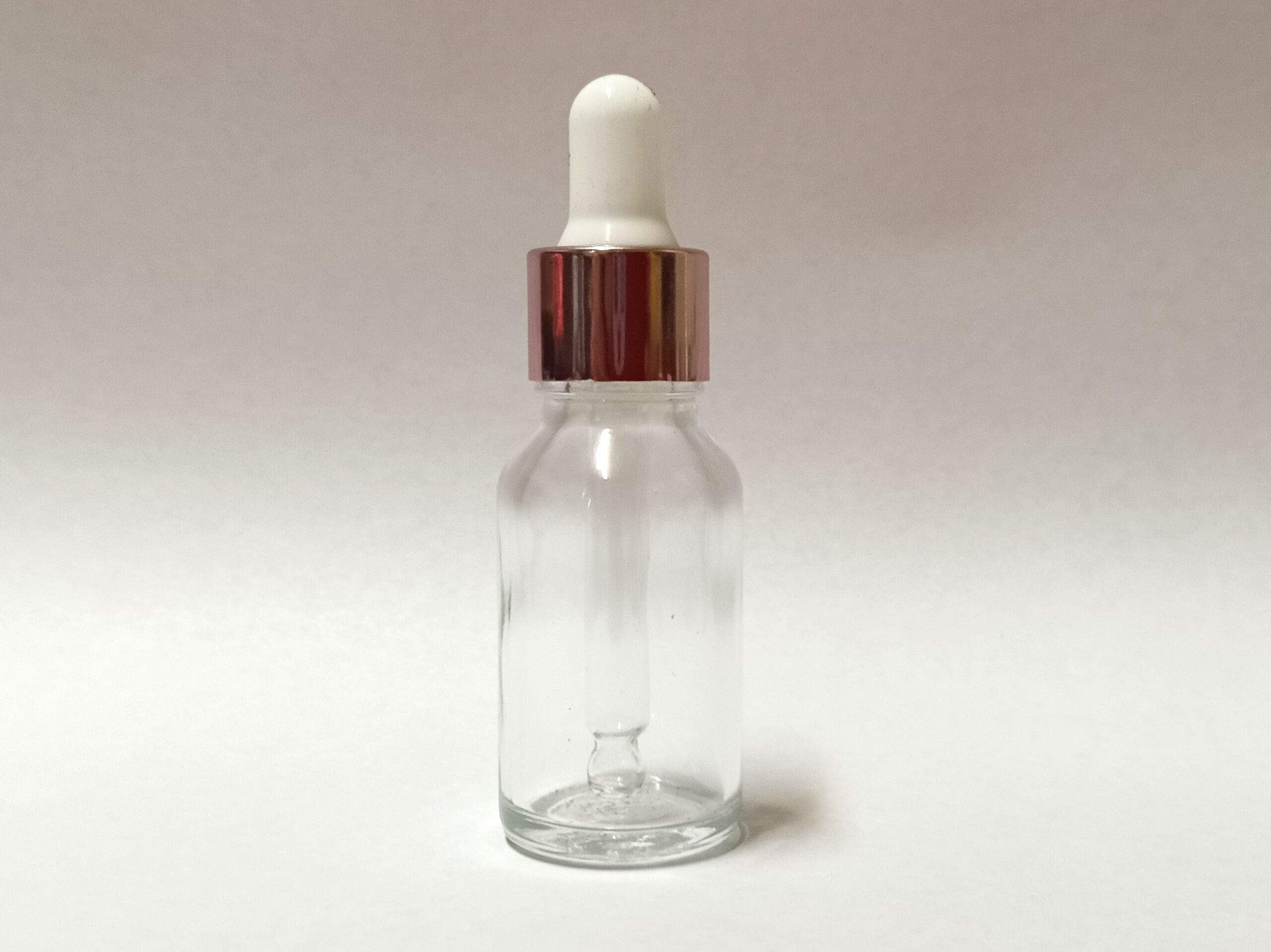 15ml Clear bottle Rose White dropper 15ml Clear Glass Bottle with Rose & White Eye Dropper - Image 1