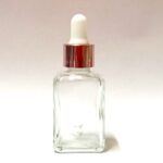 30ml Clear Square Glass Bottle with Rose Eye Dropper