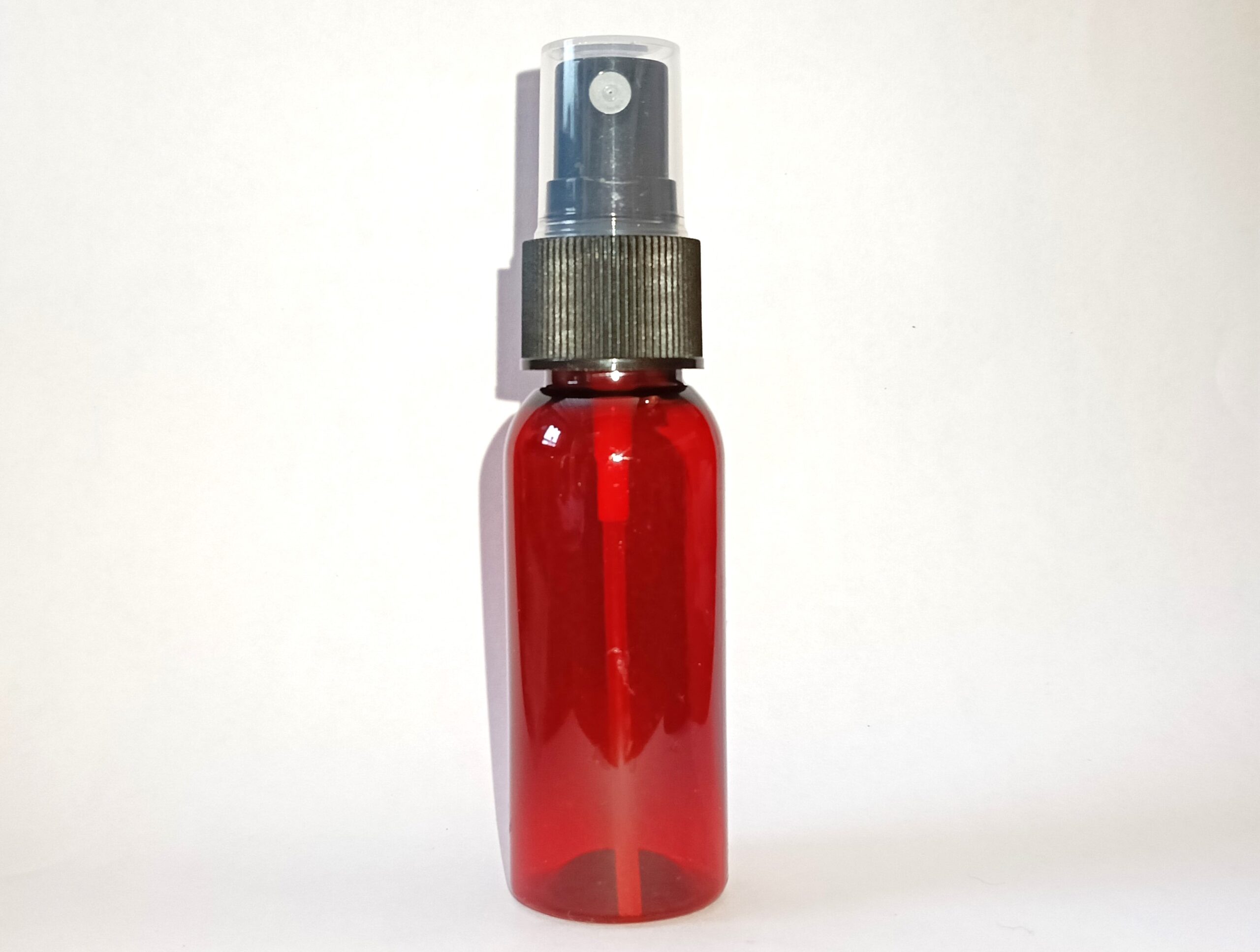 30ml Red Bottle Black Spray top 30ml Red Plastic Bottle with Black Mister - Image 1